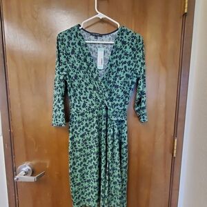 NWT Hailey 23 Stitchfix Meesha Faux Wrap Midi Green Floral Knit Dress Size L
